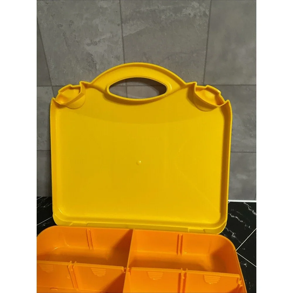 LEGO Travel Case (orange/yellow with red clips includes divider inserts)